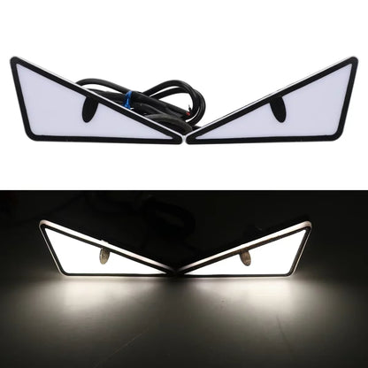 2PCS Car LED Demon Eye Light Semicircle Eagle Eye Motorcycle Tail Decorative Lights Dynamic Strobe Turn Signal Light Universal