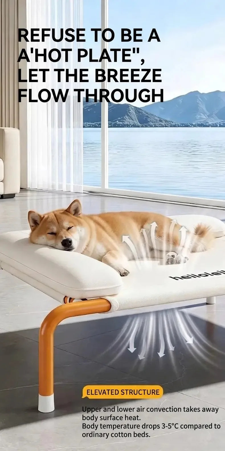 Pet Furniture Mesh Elevated Dog Beds Breathable Removable Raised Dog Bed with Pillow Outside Dog Bed Cat Patio Sunbathing