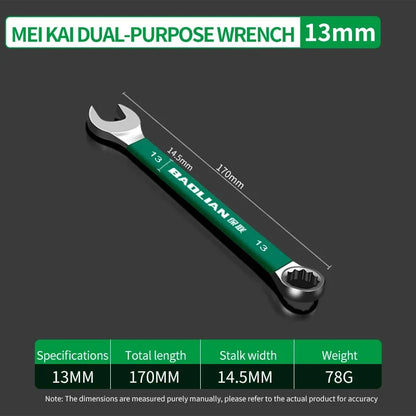BaoLian Durable Wrench Set 6-19mm | Two-Way Open Combination Wrench for Auto Repair