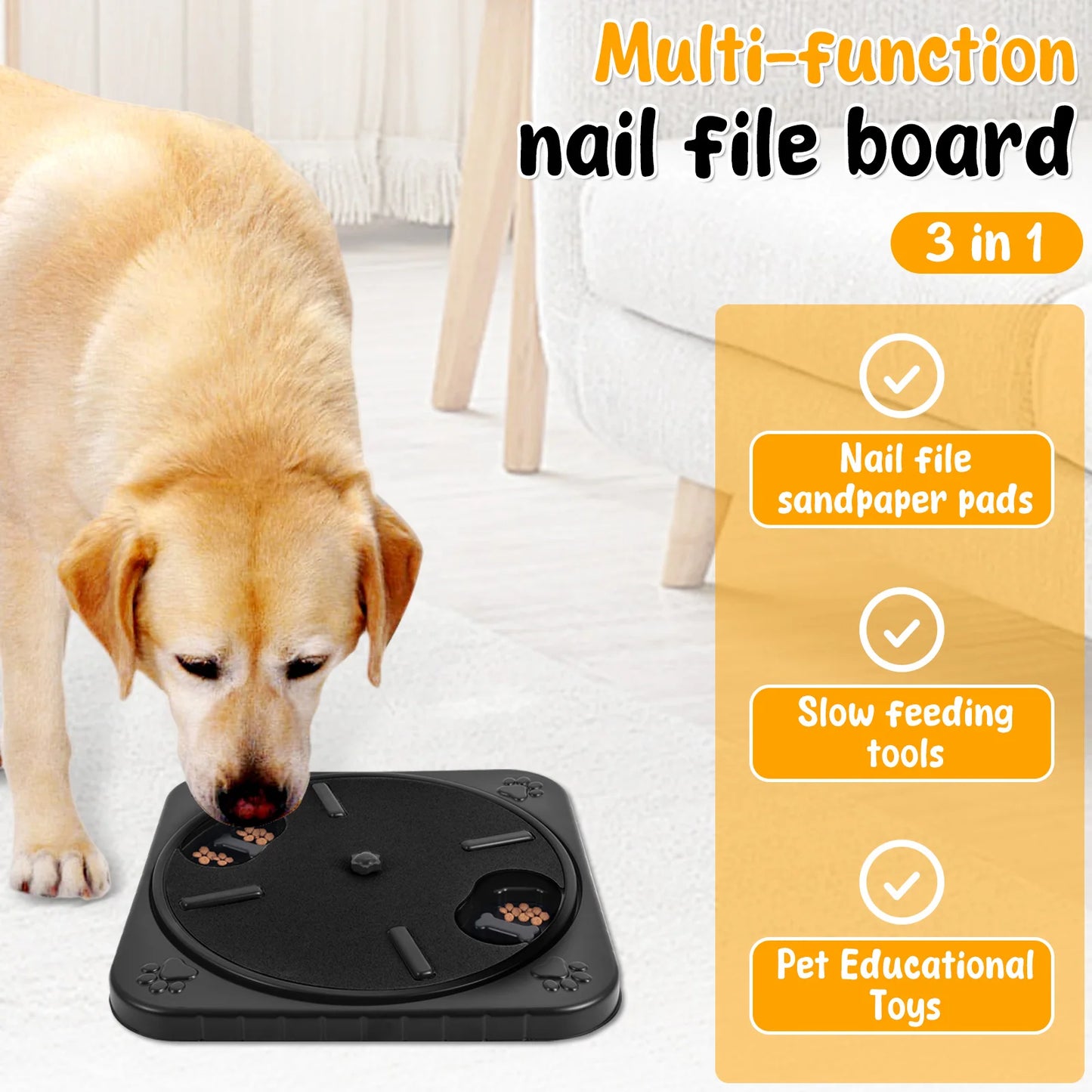 Round Dog Nail Scratch Board 360° Rotating Dog Scratch Pad with Snack Compartments Interactive Pet Toy Pet Supplies Accessories