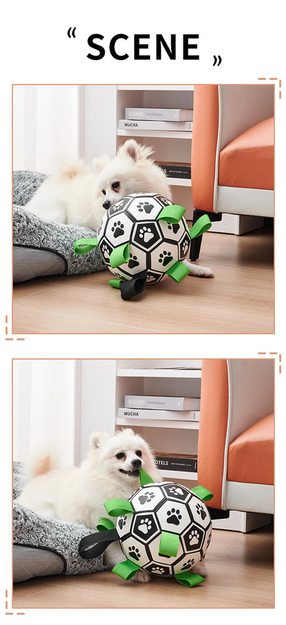 Dog Toys Soccer Ball with Straps, Interactive Dog Toys for Tug of War, Puppy Birthday Gifts, Dog Tug Toy, Dog Water Toy, Durable