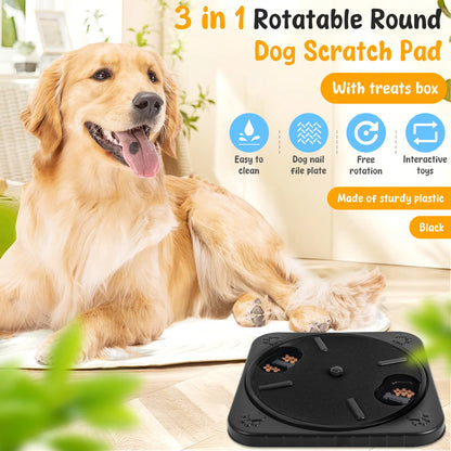 Round Dog Nail Scratch Board 360° Rotating Dog Scratch Pad with Snack Compartments Interactive Pet Toy Pet Supplies Accessories