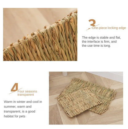 Straw Hand Woven Breathable Rabbit Grass Mat Four Season Hamster Guinea Pig Dutch Pig Foot Mat Rabbit Grass Nest Pet Supplies
