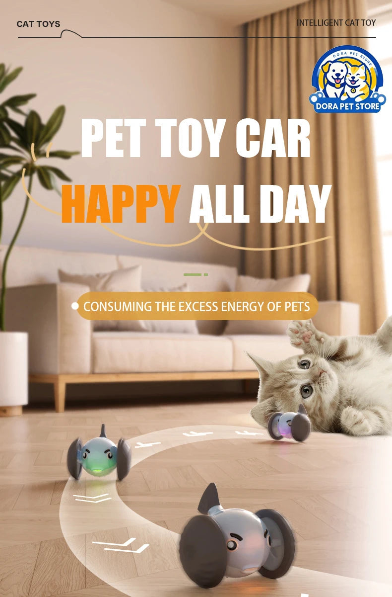 New pet self entertainment toy car, cat teasing tool, electric flying fish, intelligent running car, cat toy