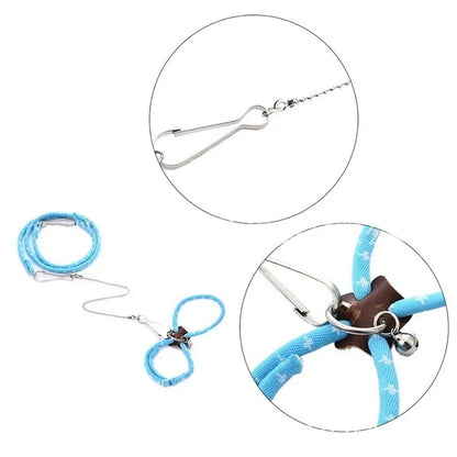 Small Animal Pet Leash Adjustable Soft Set Bird Mouse Hamster Ferret Pigskin Strap Bite Resistant Leash Guinea Pig Accessories