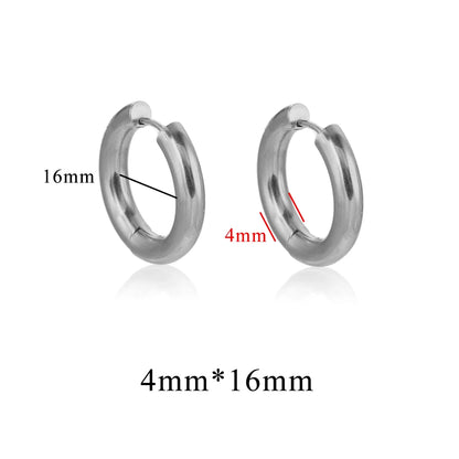 6pcs Stainless Steel 3mm 4mm Hoop Earrings | PVD Gold Plated Korean Round Earrings for Men Women
