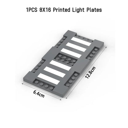 City Road Street Baseplate Building Blocks | Pedestrian Crossing Base Compatible with Major Brands
