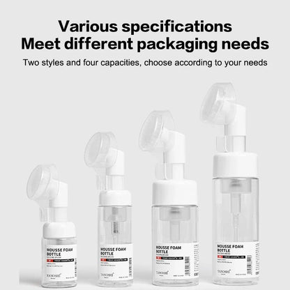 30ml 60ml 100ml 150ml Empty Foam Pump Bottle with Silicone Brush Head | Portable Face Cleanser Dispenser