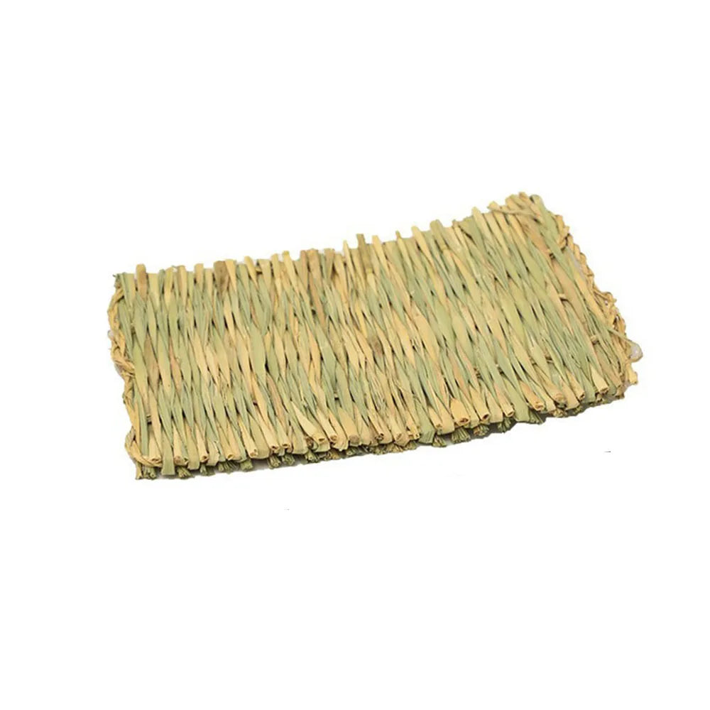 Rabbits Bunny Pet Chew Mat Small Animal Woven Hay Mat Natural Straw House Cage Accessories For Guinea Pig Chinchilla Hamster Rat
