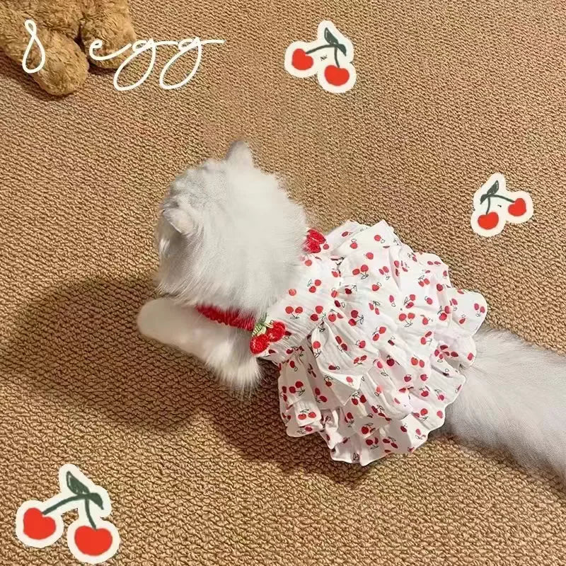 Pet Dress for Dogs & Cats - Layered Cake Style Printed Clothes, Small Medium Breed Apparel, Adorable Summer Outfit