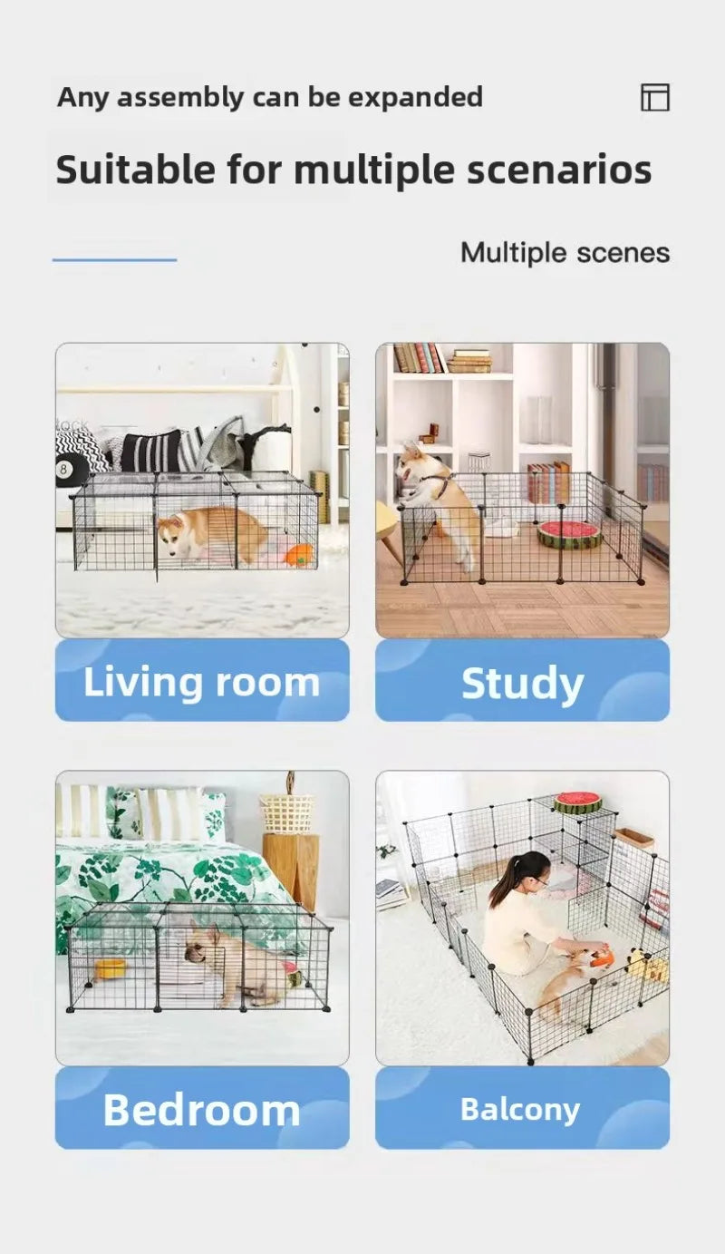 DIY Pet Fence Panels Simple Wire Mesh Panels for Rabbit Cat and Dog Cages Stackable Assembleable Fences Multi Functional Cages