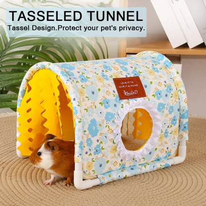 Small Animal Hideout Bed-Soft Pet House with Open Entrance,Safe Rounded Corners for Guinea Pigs/Hamsters/Rabbits-Decor Shelter