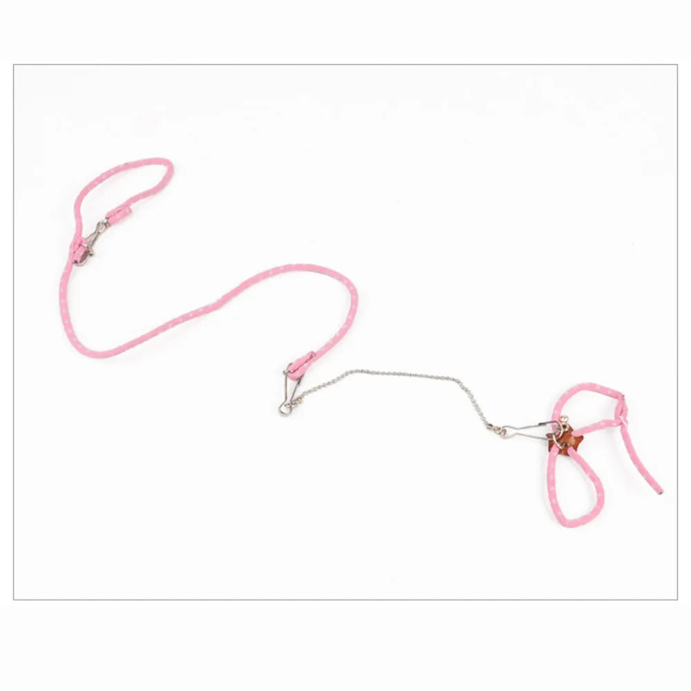 Small Animal Pet Leash Adjustable Soft Set Bird Mouse Hamster Ferret Pigskin Strap Bite Resistant Leash Guinea Pig Accessories