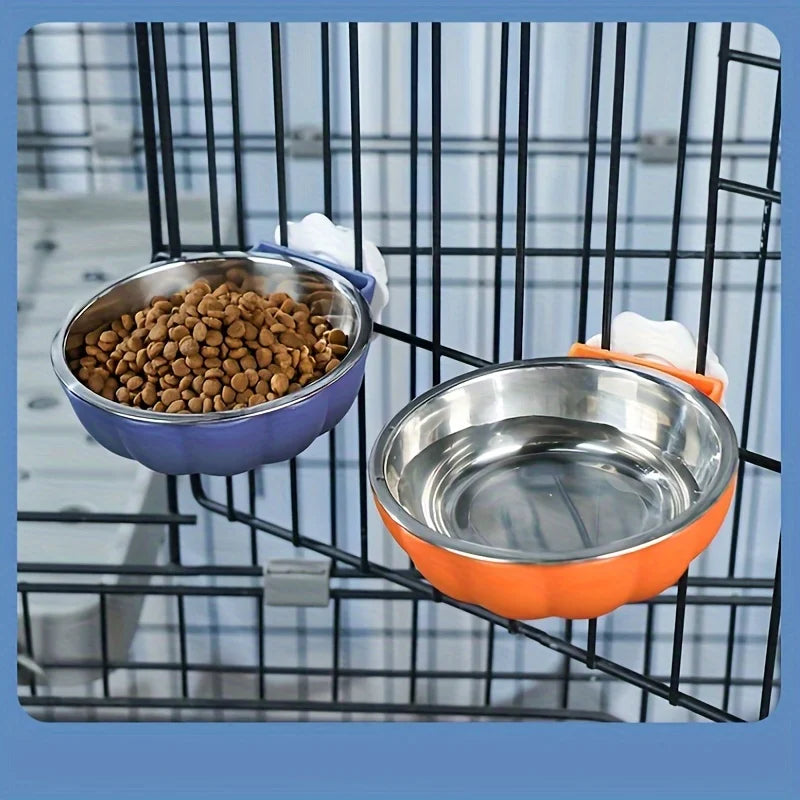 Pumpkin Shaped Small Pet Food and Water Bowl, Movable and Lifting Pet Carrier Bowl Pet Feeding Supplies