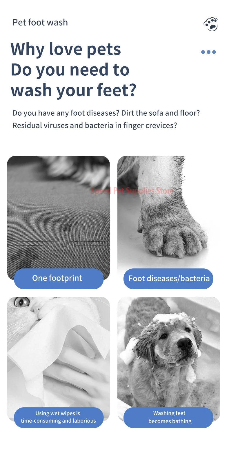 Pet Foot Washing Machine Electric Pet Paw Cleaner Automatic Dog Quick Cleaner Pet Paw Portable Low Noise Waterproof Foot Cup