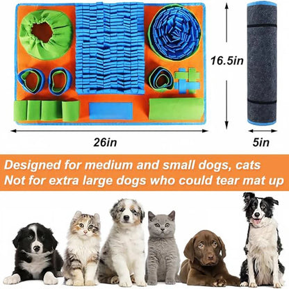Pet Snuffle Mat for Dogs, Interactive Slow Feeder Sniff Pad for Small Dogs & Cats, Puzzle Toy for Boredom & Mental Stimulation
