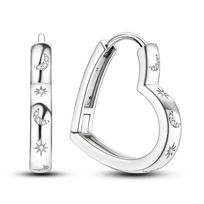 925 Sterling Silver Hoop Earrings with Zircon | Classic U-Shaped Women Jewelry