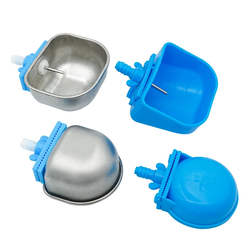 1Pcs Rabbit Water Bowl Farm Rabbit Automatic Drinker Rabbit Cage Fix Cup Raising Fox Mink Stainless Steel Plastic Drinking Bowl