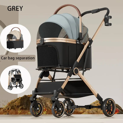 Pet 3-in-1 Portable Foldable Pet Strollers with Detachable Bag Small Medium Dogs Cats Up to 45 lbs Carts Basket Can Be Separated