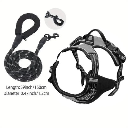 Service Dog Harness Front Clip Heavy Duty Reflective Easy Control Handle for Large Dog Walking，Easy to Control for Small Medium