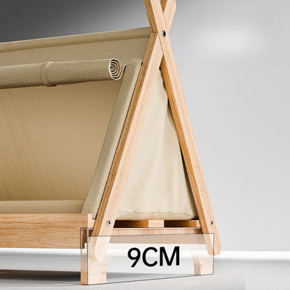 Cat Bed with Window Wooden Cat Tent Bed Elevated Pet House Dogs Bed with Stable Frame Pet Supplies Safe Comfortable Cat Bed