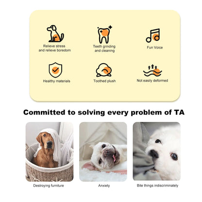 1Pce bite resistant pet sound toy, dog plush bone shaped chew toy, suitable for small and medium-sized puppies
