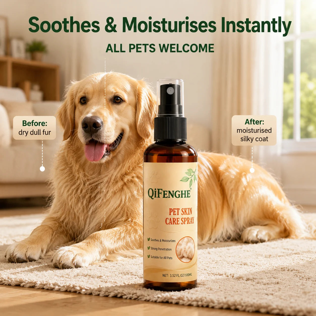 Pet Skin Care Spray Instantly Soothe Skin Moisturize Fur Turn Dry Dull Coat Soft Silky For All Cats And Dogs