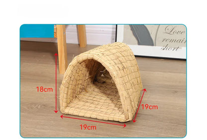 Straw Hand Woven Breathable Rabbit Grass Mat Four Season Hamster Guinea Pig Dutch Pig Foot Mat Rabbit Grass Nest Pet Supplies