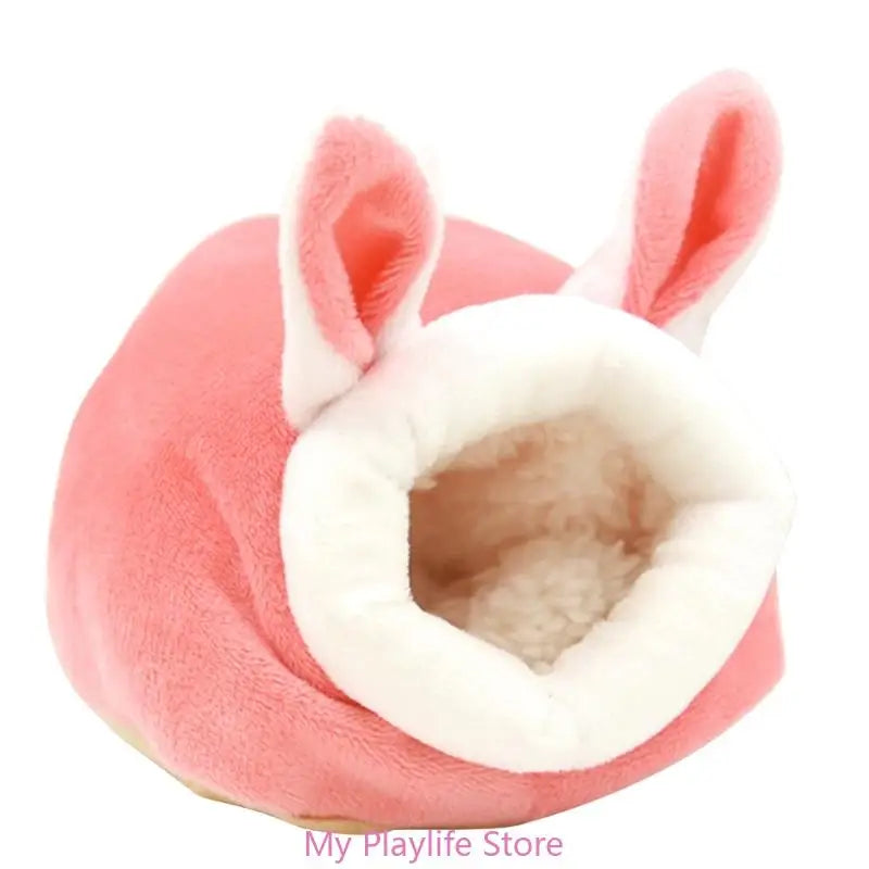 Cute Cartoon Rabbit Squirrel Mini Cage Guinea Pig Nest Small Animal Mice Rat Pet Sleeping Bed Hamster House Winter Warm Soft Mat
