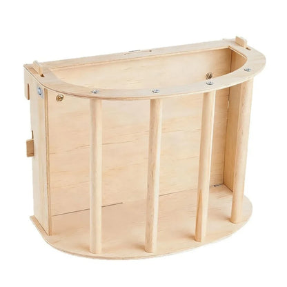 Practical Wooden Bunny Hay Feeder Hanging Fixed Built-in Hay Feeder Rack Detachable Grass Dispenser Guinea Pig Feeder Hamster