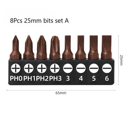 Screwdriver Bits Set 25mm 50mm | S2 Alloy Steel Magnetic Screwdriver Bits for Phillips, Slotted, Hex, Torx