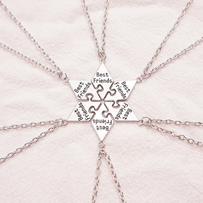 Friendship Pendant Necklace Set for Women | 6 Pcs BFF Jewelry Gift