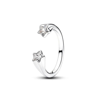 Sterling Silver Zircon Ring Set | Butterfly Snowflake Rose Design