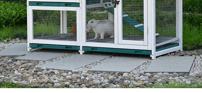Rabbit Cage Anti Spray Urine Deluxe Double Drawer Rabbit Hutch Solid Wood Pigeon Coop Chicken Cage Bottom Mesh Outdoor