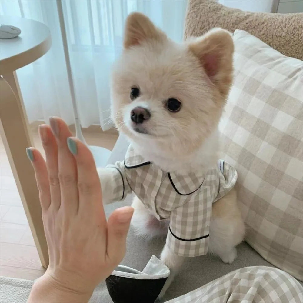 Pet Decoration Comfortable Ins Plaid Shirts Pet Clothing Elegant Fashion Dogs Pajamas Costume Cute Cat Dog Clothes Pet Parties