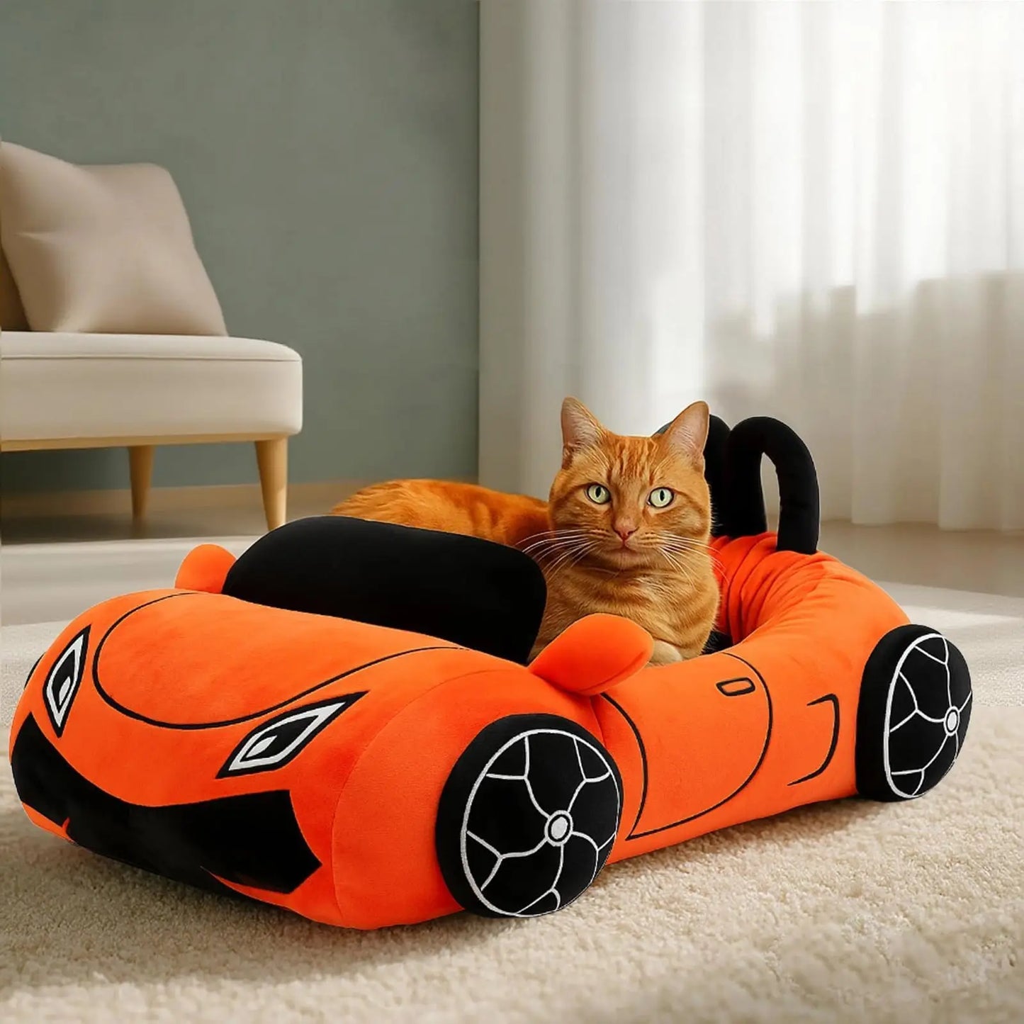 Supercar Cat Beds Kitten Bed Soft and Cozy Small Dog Beds with Pillow Washable Pet Mat for Puppy Kitty Funny Cats Toys Supplies