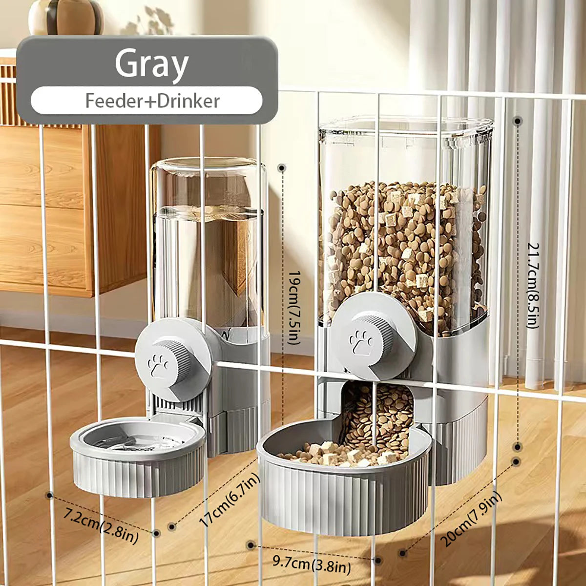 1.2L Automatic Pet Feeder Cage Hanging Bowl，Suitable for Small Puppy Cat Rabbit Food Container Dispenser Bowl