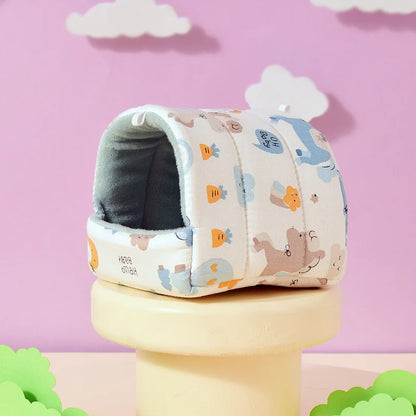 Cute Cartoon Rabbit Squirrel Mini Cage Guinea Pig Nest Small Animal Mice Rat Pet Sleeping Bed Hamster House Winter Warm Soft Mat