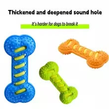 Dog Chew Toys for Aggressive Chewers, Squeaky Rubber Bone Toy, Interactive Pet Teeth Cleaning Toy for Small Medium Large Dogs