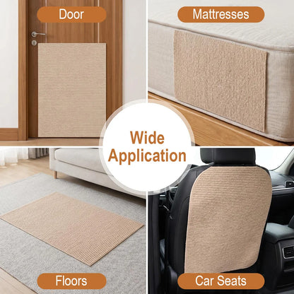 Cat Scratching Mat DIY Self-Adhesive Trimmable Carpet Anti-Scratch Furniture Protector for Fits Sofas Walls Doors
