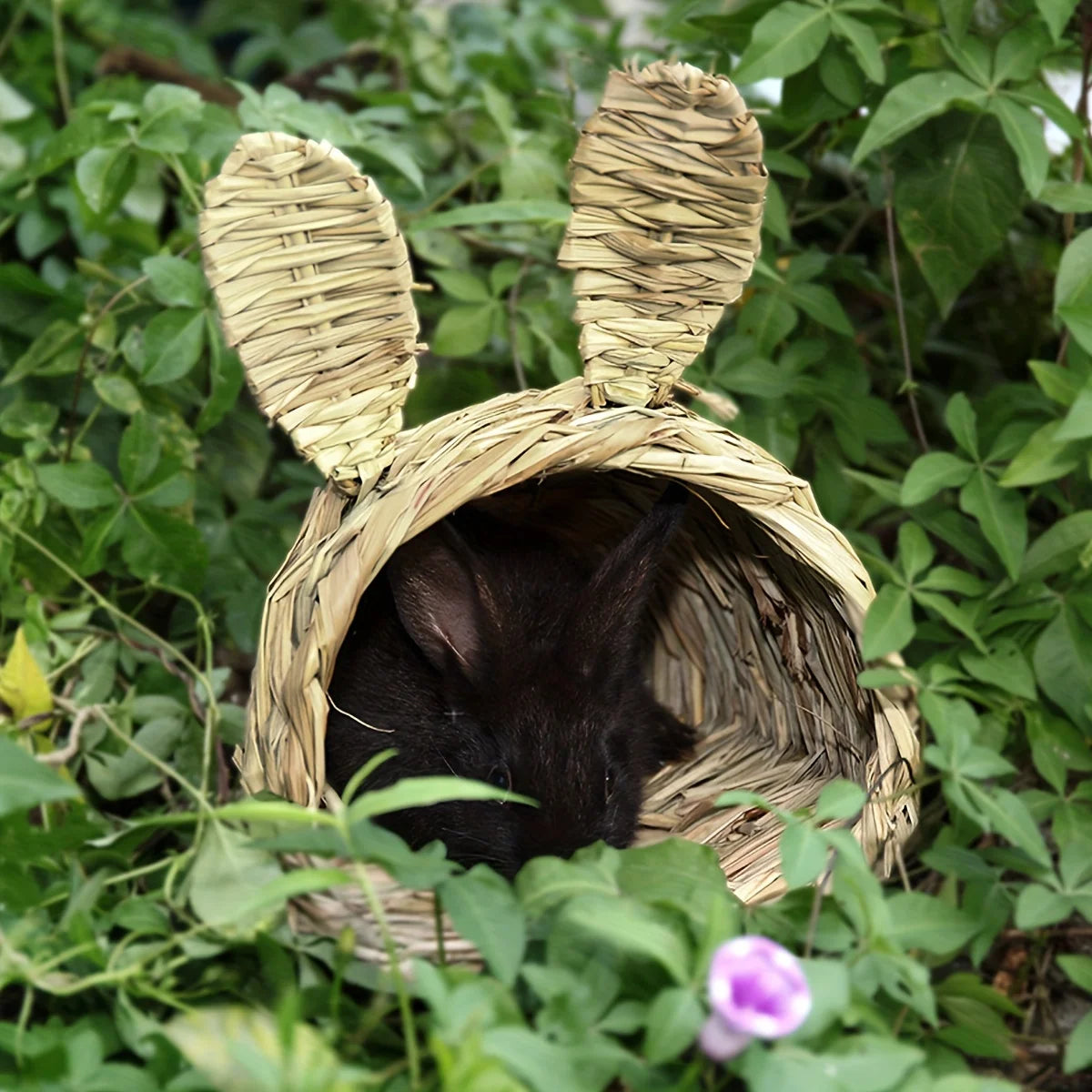 Rabbit Straw Nest Hut Toy Comfortable Straw Woven Hay Bed Warm Hut for Bunny Little Animals Ferret Hamster
