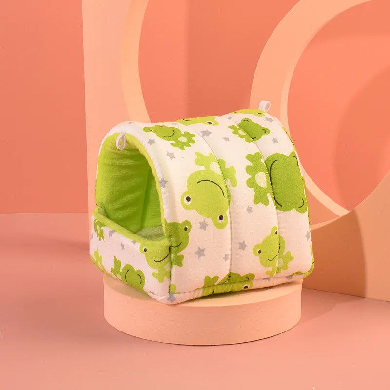 Cute Mini Cage Rabbit Squirrel Winter Warm Cotton Mat Guinea Pig Nest Hamster House Small Animal Sleeping Bed Pet Hanging Cage