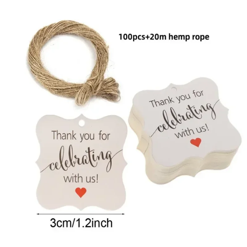 100pcs Kraft Tags with 20m Jute Twine | Handmade Gift Tag Set