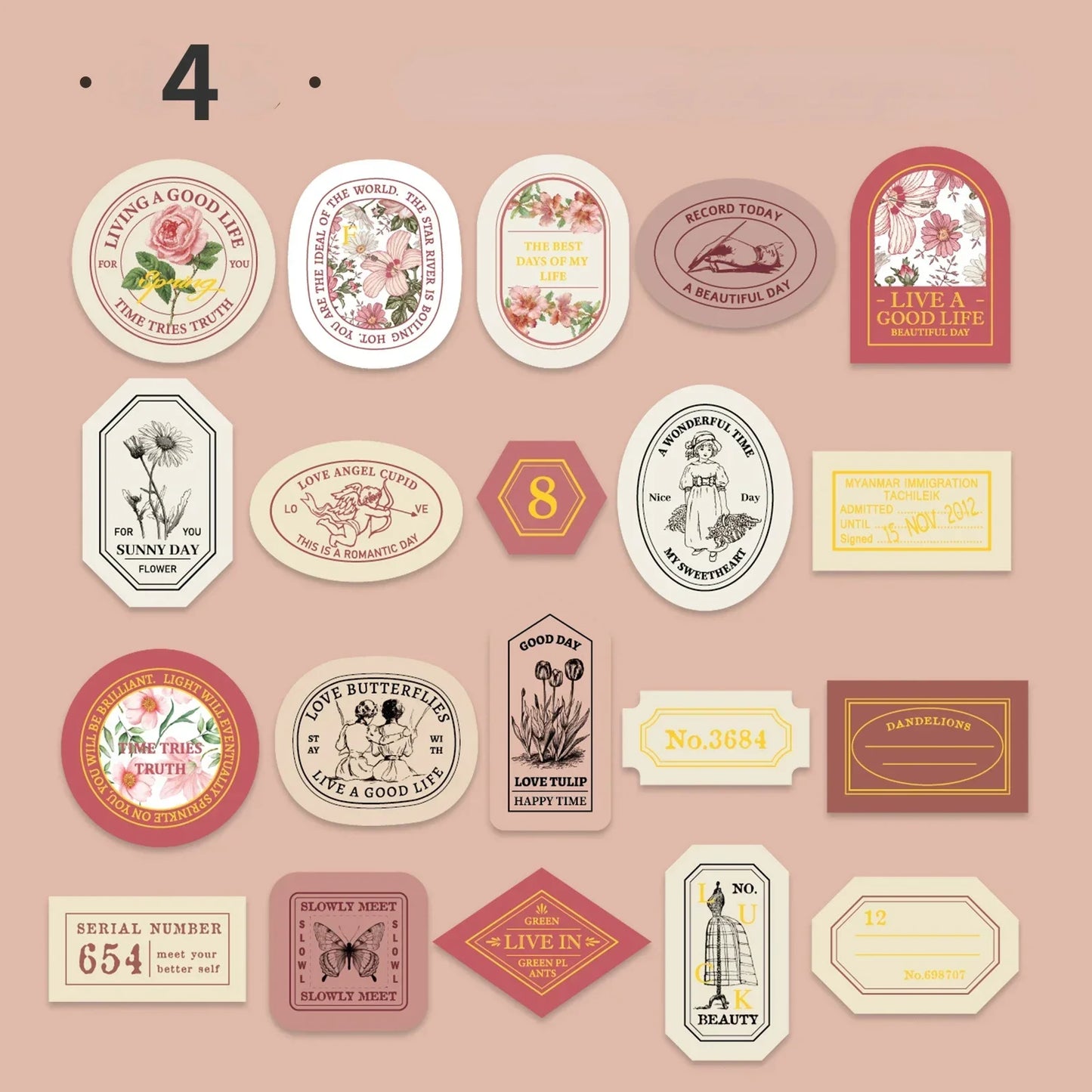 Vintage Label Stickers for DIY Crafts | 40-Piece Retro Collection