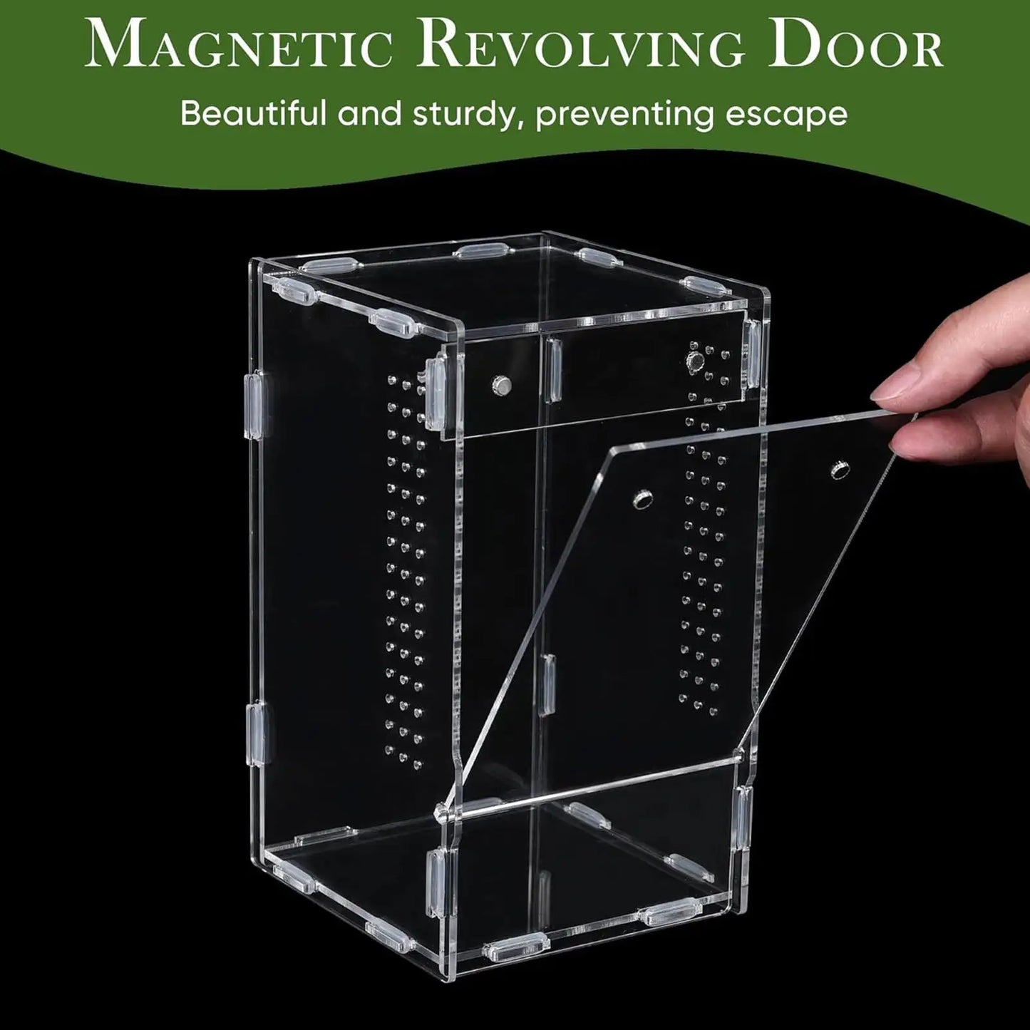 Reptile Enclosure Front Opening Escape Proof Habitat Acrylic Jumping Spider Habitat For Observation Home Pet Store Office