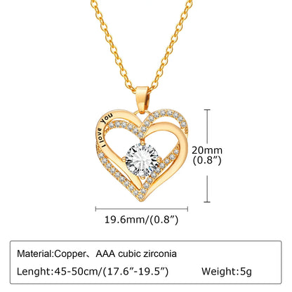 Vnox Heart Birthstone Necklace for Women | I Love You Jewelry Gift for Mom Wife Girlfriend
