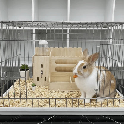 2 in 1 Rabbit Hay Feeder Bite Resistant Detachable Rabbit Food Manger with Bottle Rabbit Hay Rack Cage Accessories