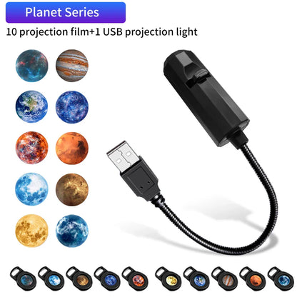 5V USB Projection Lamp with Interchangeable Theme Strips | Indoor Ceiling Decor