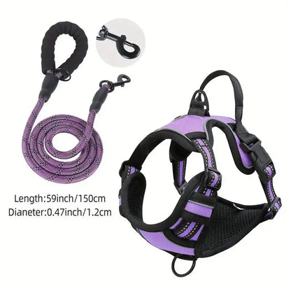 Service Dog Harness Front Clip Heavy Duty Reflective Easy Control Handle for Large Dog Walking，Easy to Control for Small Medium