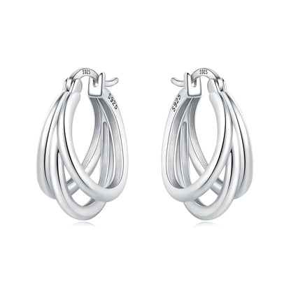 925 Sterling Silver Multi-Layer Hoop Earrings | Trendy Fine Jewelry Gift for Women